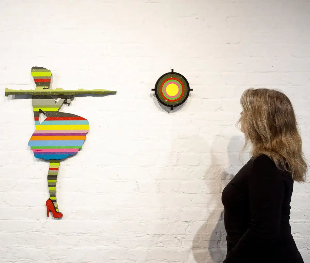 Bazooka Jo Striped - 2 piece Mini Wall Sculpture - Original - SOLD by artist Lhouette - Wyecliffe Galleries