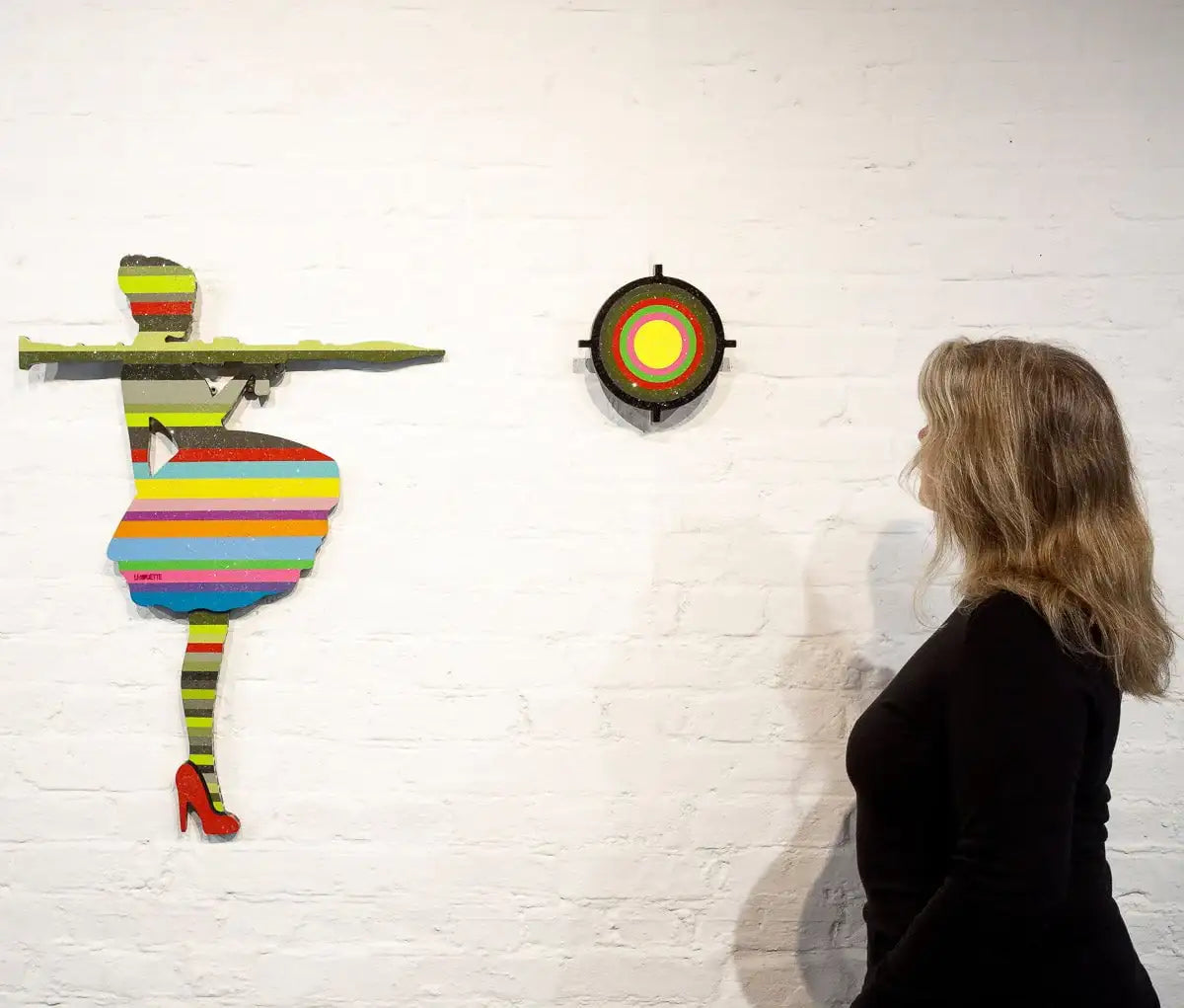 Bazooka Jo Striped - 2 piece Mini Wall Sculpture - Original - SOLD by artist Lhouette - Wyecliffe Galleries