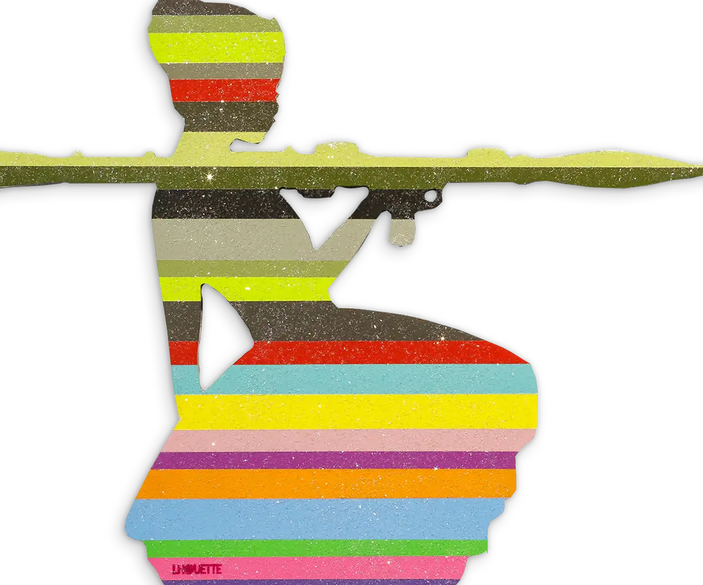 Bazooka Jo Striped - 2 piece Mini Wall Sculpture - Original - SOLD by artist Lhouette - Wyecliffe Galleries