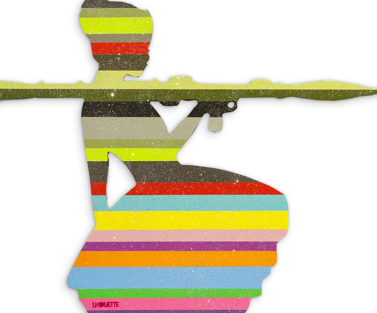 Bazooka Jo Striped - 2 piece Mini Wall Sculpture - Original - SOLD by artist Lhouette - Wyecliffe Galleries