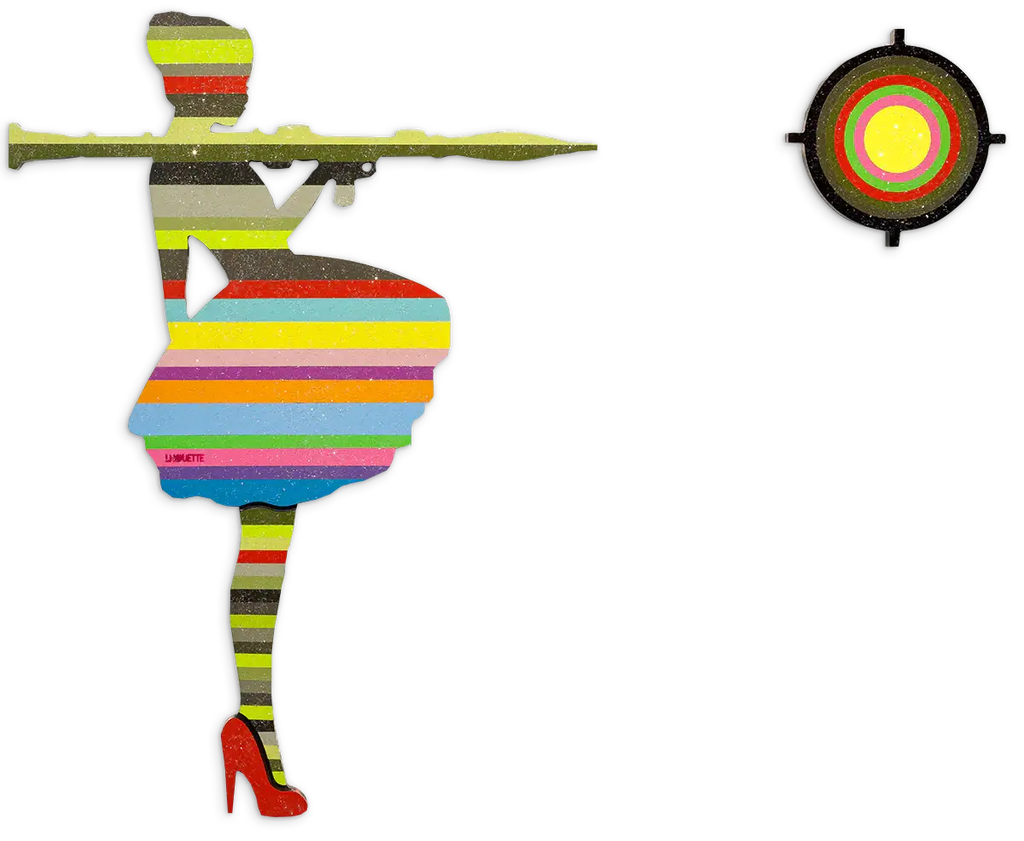 Bazooka Jo Striped - 2 piece Mini Wall Sculpture - Original - SOLD by artist Lhouette - Wyecliffe Galleries