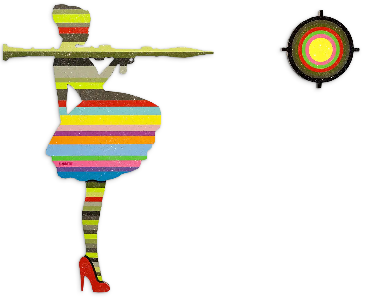 Bazooka Jo Striped - 2 piece Mini Wall Sculpture - Original - SOLD by artist Lhouette - Wyecliffe Galleries