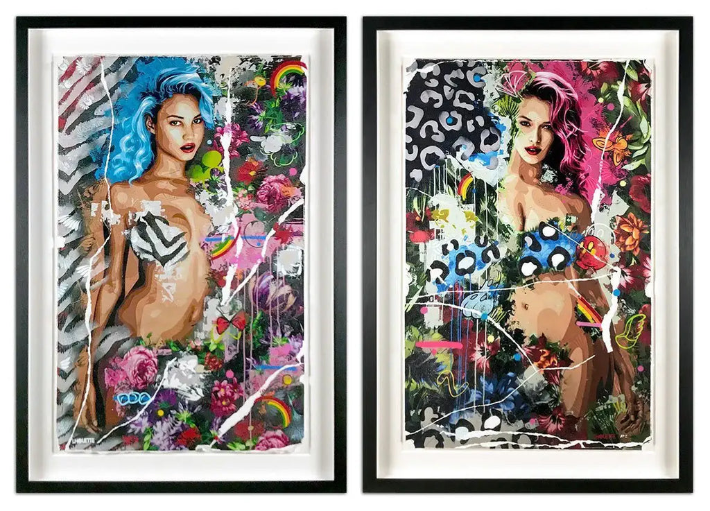 Beautiful Species, Blue and Pink - Matching Edition SET by artist Lhouette - Wyecliffe Galleries