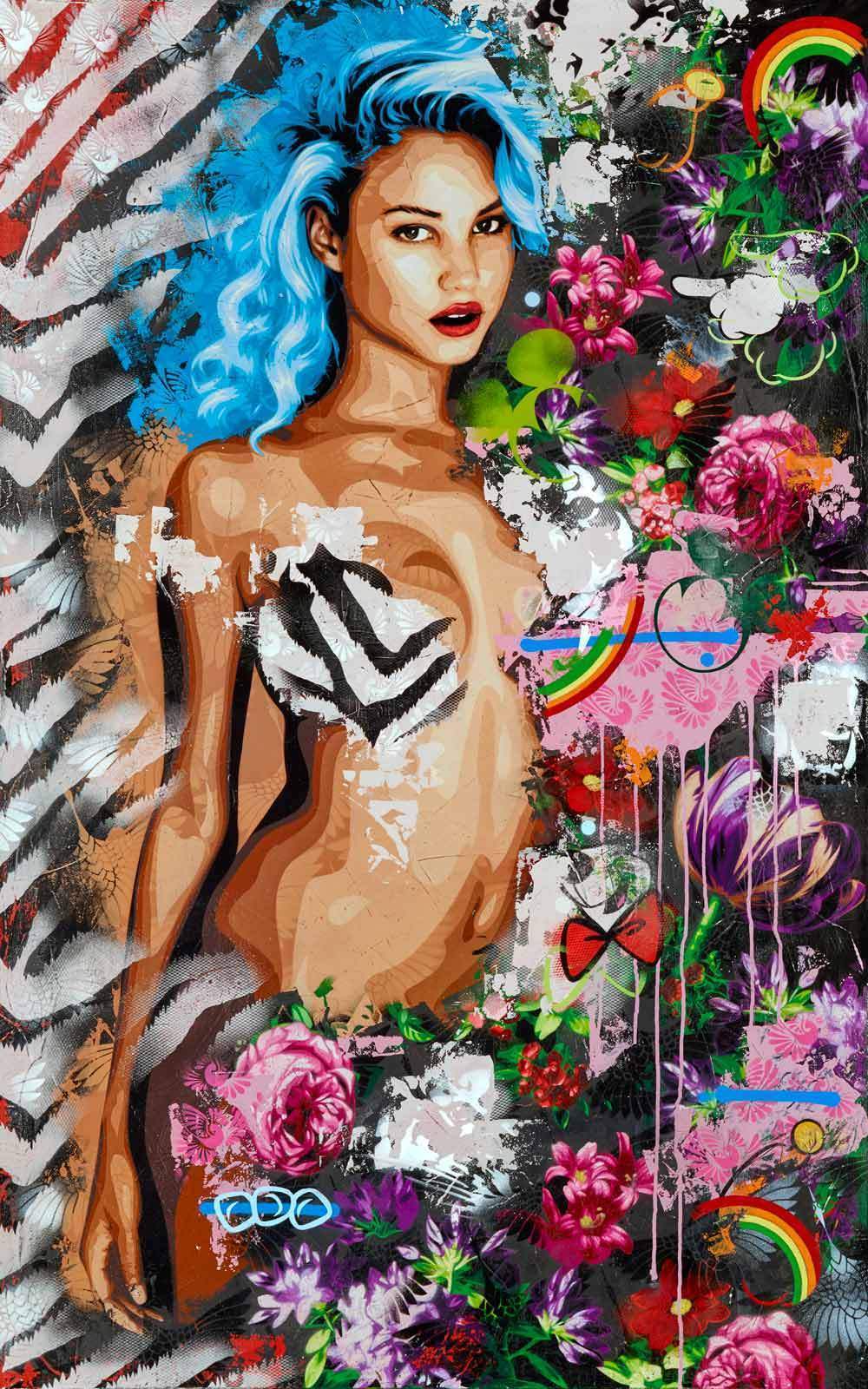 Beautiful Species - Blue - Original - SOLD by artist Lhouette - Wyecliffe Galleries