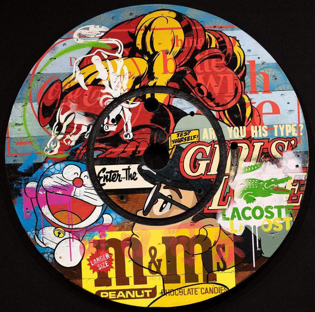 Cable Drum - Iron Man - SOLD by artist Lhouette - Wyecliffe Galleries