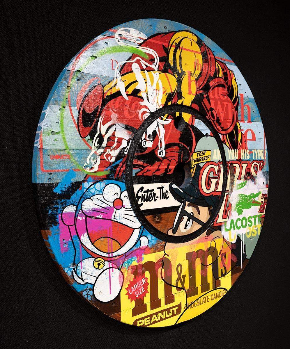 Cable Drum - Iron Man - SOLD by artist Lhouette - Wyecliffe Galleries