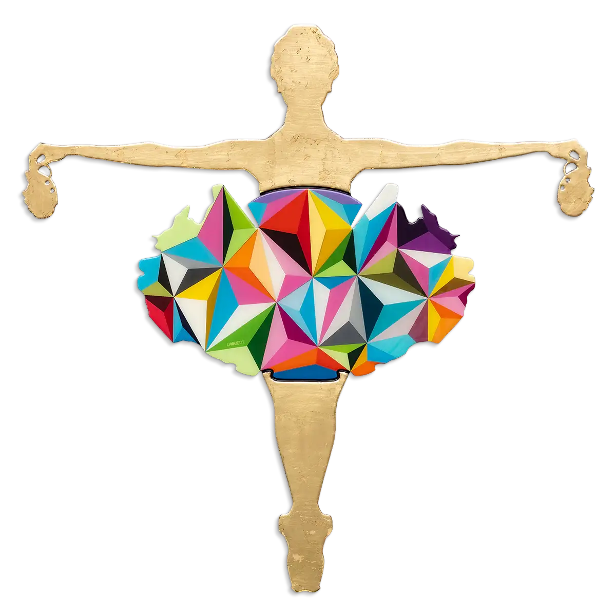 Drop the Bomb - Geo Prism, Gold Gild - Original Wall Sculpture - SOLD by artist Lhouette - Wyecliffe Galleries