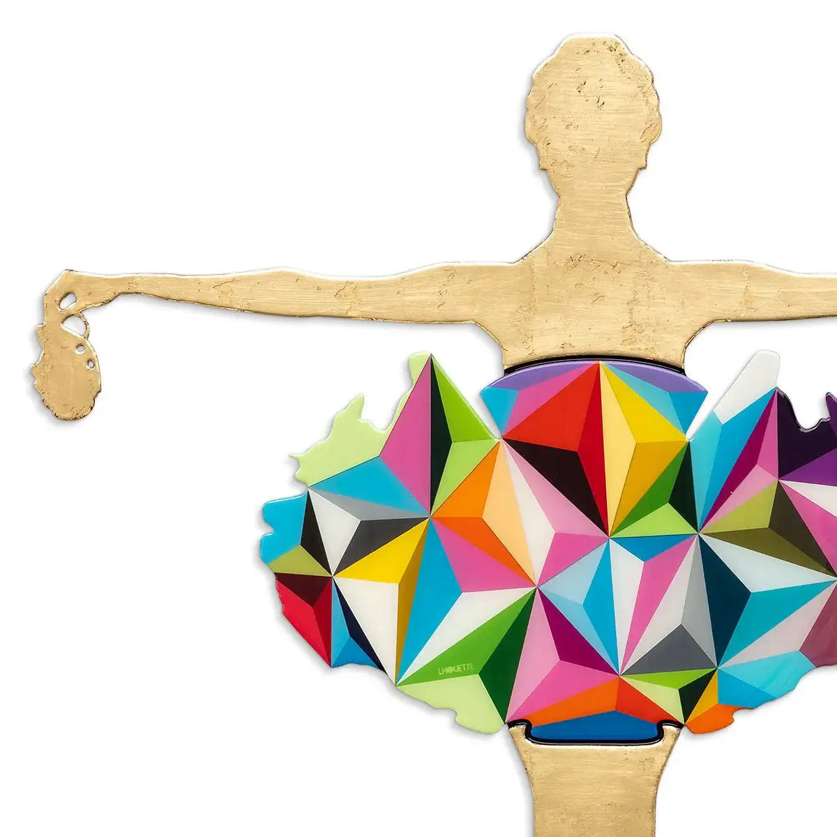 Drop the Bomb - Geo Prism, Gold Gild - Original Wall Sculpture - SOLD by artist Lhouette - Wyecliffe Galleries