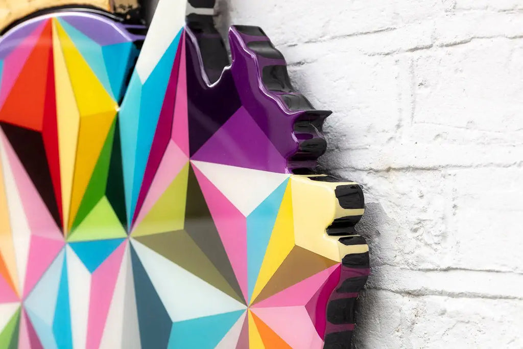 Drop the Bomb - Geo Prism, Gold Gild - Original Wall Sculpture - SOLD by artist Lhouette - Wyecliffe Galleries