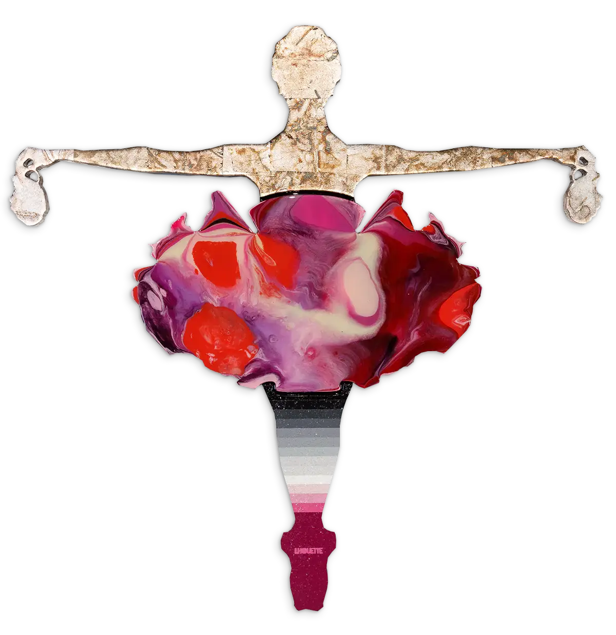 Drop The Bomb Marbled - Miniature Wall Sculpture - Original - SOLD by artist Lhouette - Wyecliffe Galleries