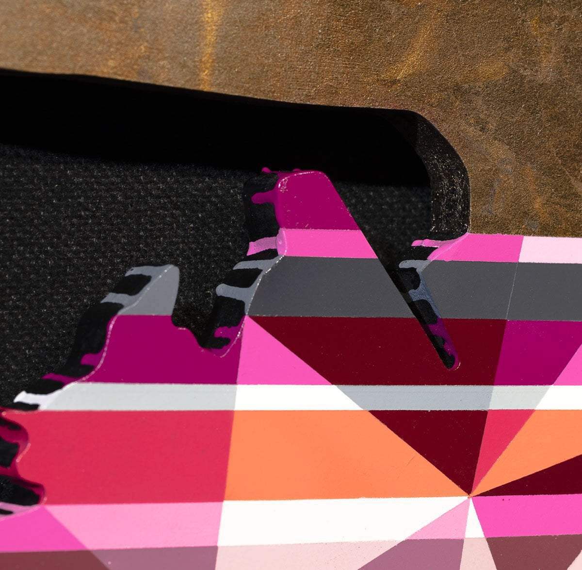 Drop the Bomb Miniature - Pink Geometric Original Wall Sculpture - SOLD by artist Lhouette - Wyecliffe Galleries