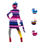 Duck Hunt Four Part Medium Wall Sculpture - Purple Striped - SOLD by artist Lhouette - Wyecliffe Galleries