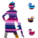 Duck Hunt Four Part Medium Wall Sculpture - Purple Striped - SOLD by artist Lhouette - Wyecliffe Galleries