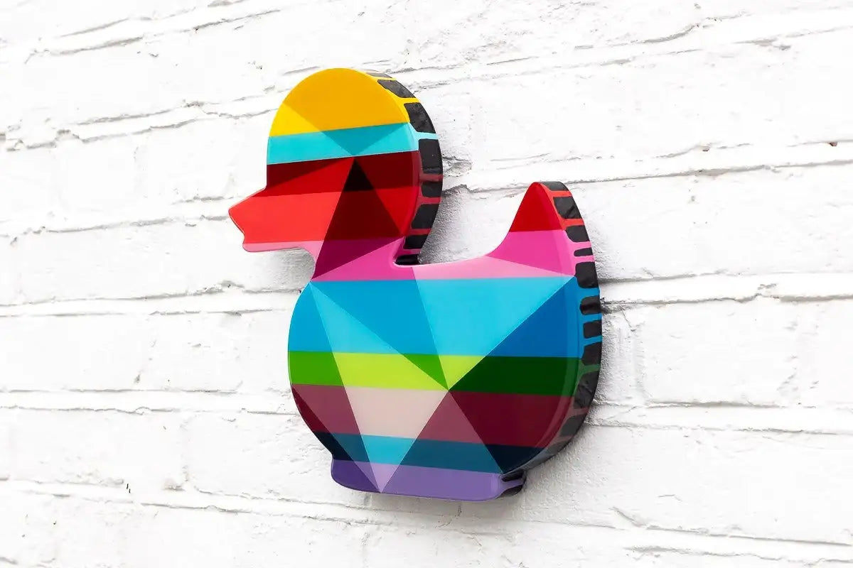 Duck Hunt Four Part XL Wall Sculpture - Geometric Striped - SOLD by artist Lhouette - Wyecliffe Galleries