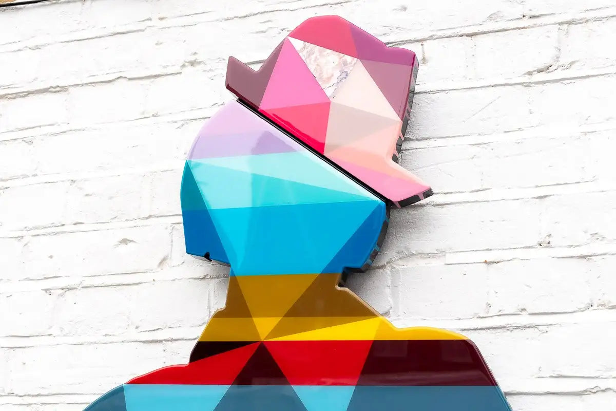 Duck Hunt Four Part XL Wall Sculpture - Geometric Striped - SOLD by artist Lhouette - Wyecliffe Galleries