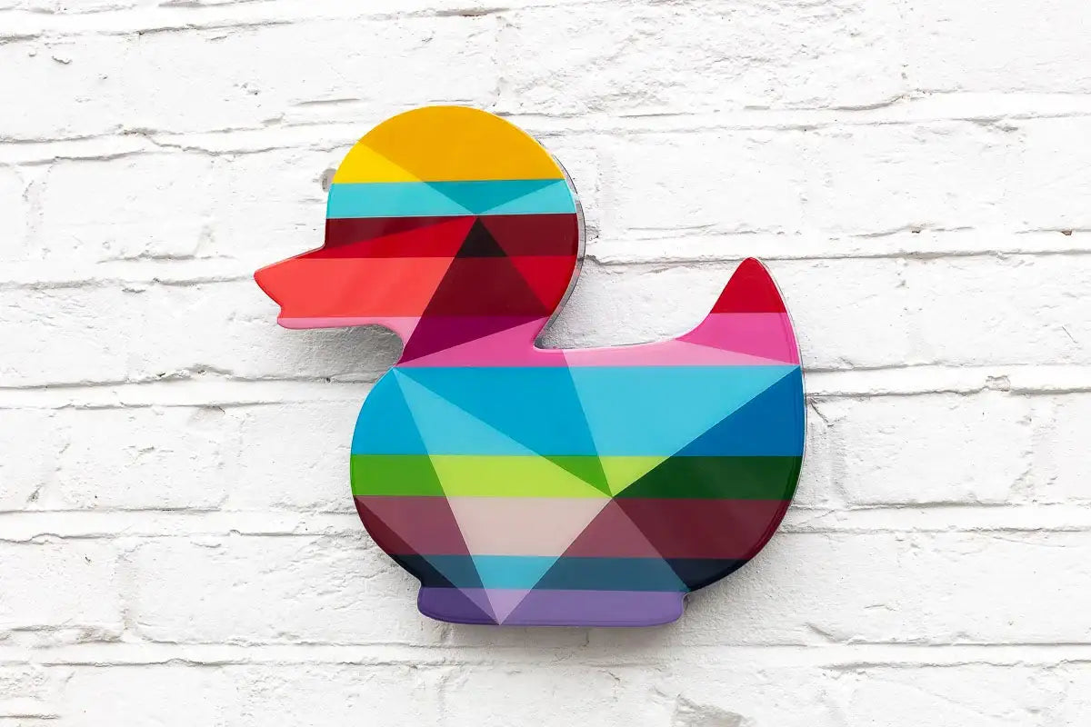 Duck Hunt Four Part XL Wall Sculpture - Geometric Striped - SOLD by artist Lhouette - Wyecliffe Galleries