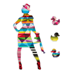 Duck Hunt Four Part XL Wall Sculpture - Geometric Striped - SOLD by artist Lhouette - Wyecliffe Galleries