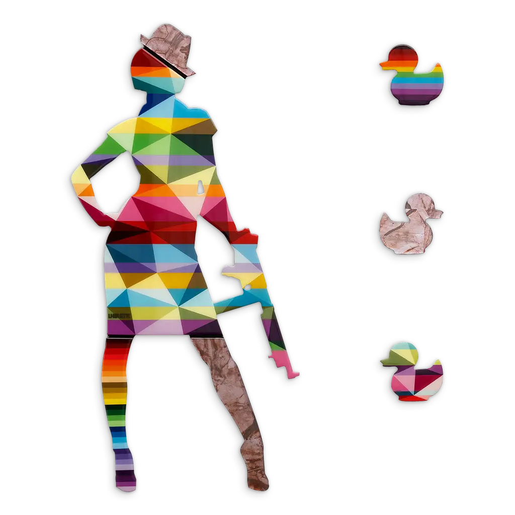 Duck Hunt Geometric & Rose Gold - Mini Wall Sculpture - Original - SOLD by artist Lhouette - Wyecliffe Galleries