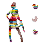 Duck Hunt Geometric & Rose Gold - Mini Wall Sculpture - Original - SOLD by artist Lhouette - Wyecliffe Galleries