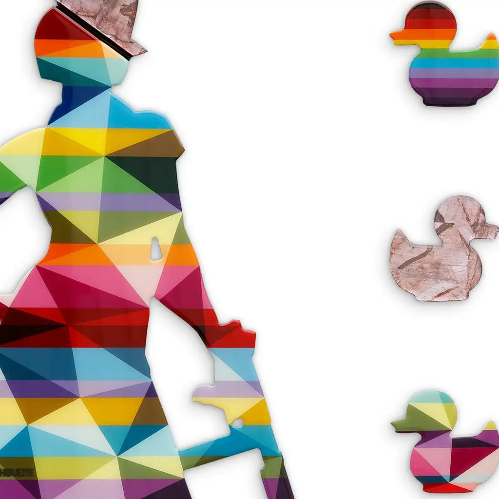 Duck Hunt Geometric & Rose Gold - Mini Wall Sculpture - Original - SOLD by artist Lhouette - Wyecliffe Galleries