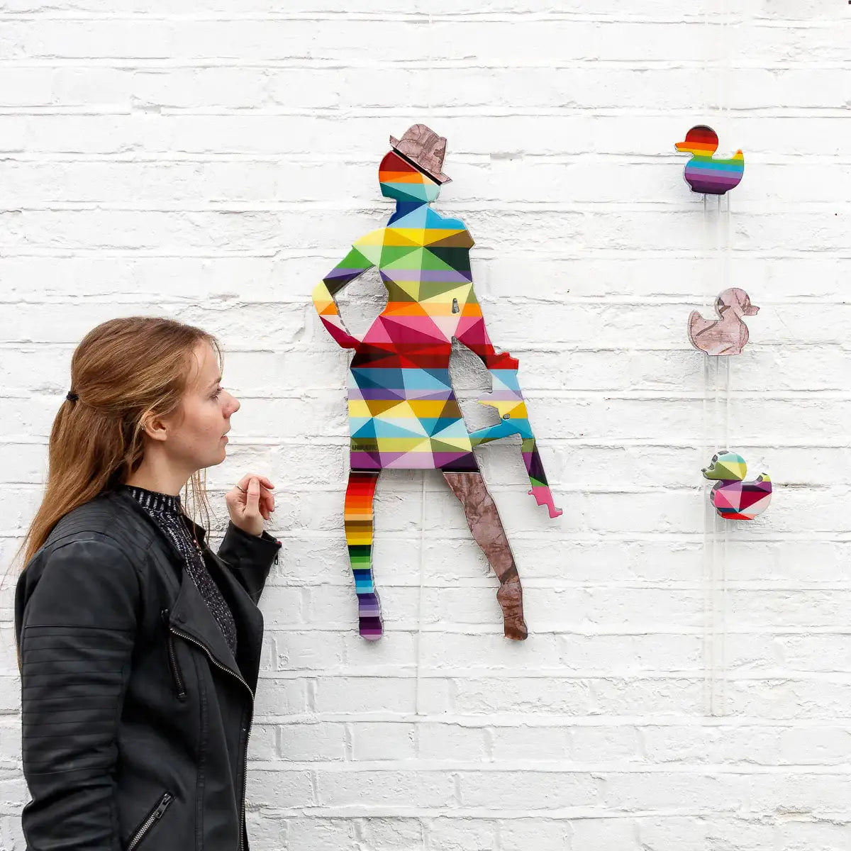 Duck Hunt Geometric & Rose Gold - Mini Wall Sculpture - Original - SOLD by artist Lhouette - Wyecliffe Galleries