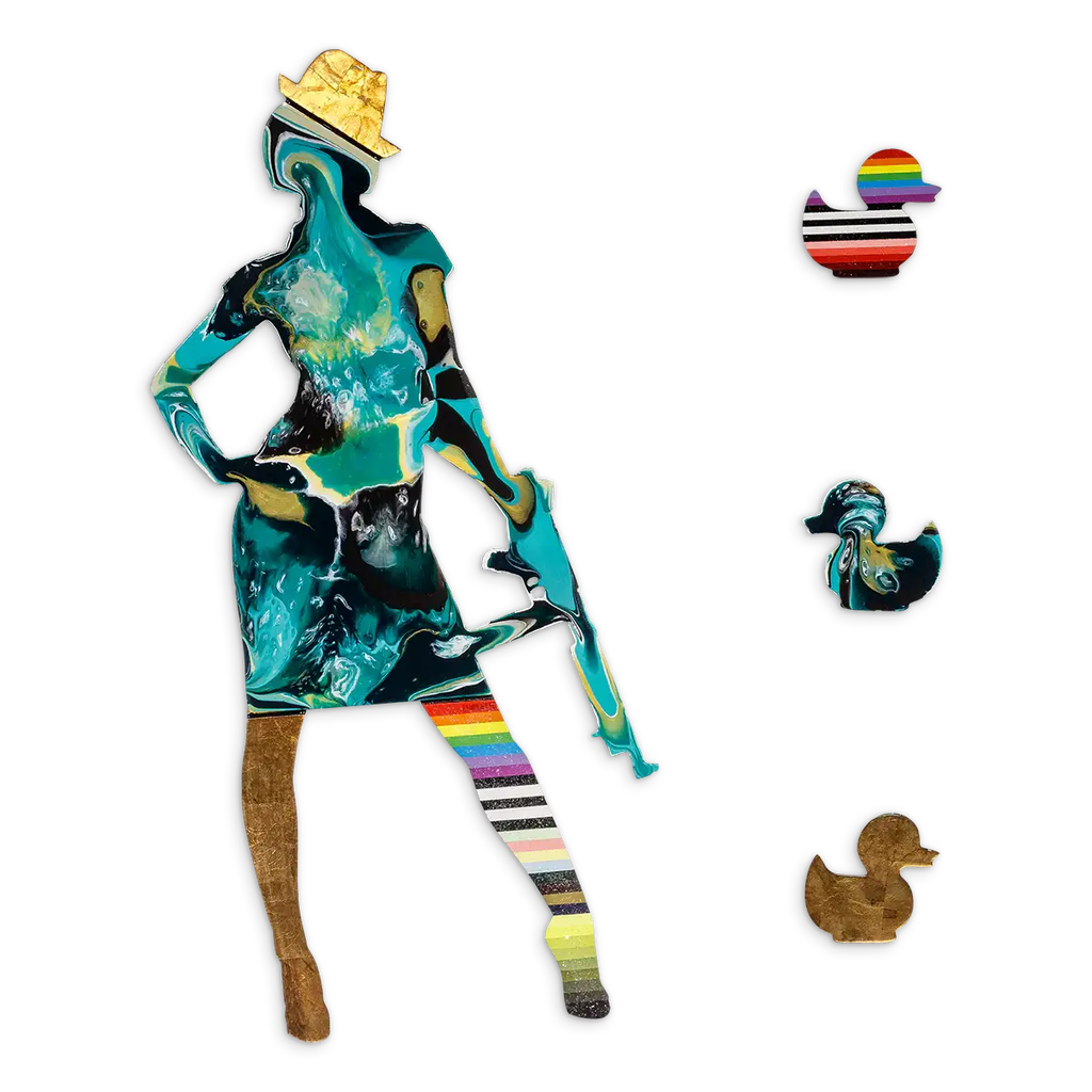 Duck Hunt Marbled - 4 piece Medium Wall Sculpture - Original - SOLD by artist Lhouette - Wyecliffe Galleries