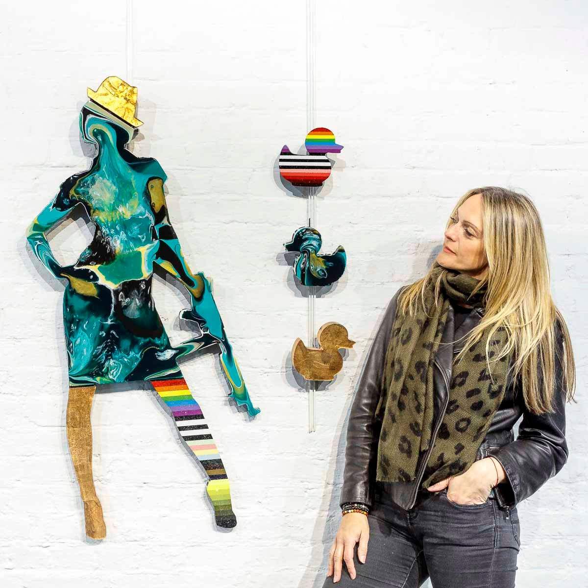 Duck Hunt Marbled - 4 piece Medium Wall Sculpture - Original - SOLD by artist Lhouette - Wyecliffe Galleries