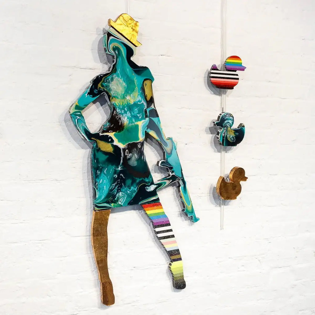 Duck Hunt Marbled - 4 piece Medium Wall Sculpture - Original - SOLD by artist Lhouette - Wyecliffe Galleries