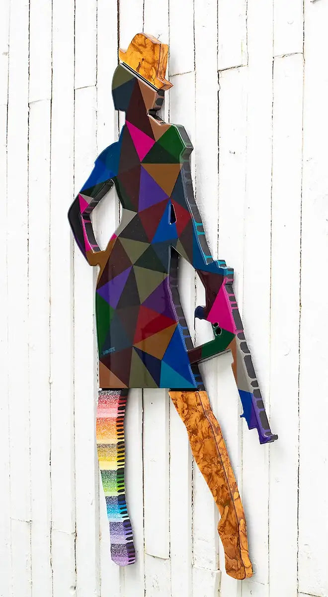 Duck Hunt Medium Dark Geo - Original Wall Sculpture - SOLD by artist Lhouette - Wyecliffe Galleries