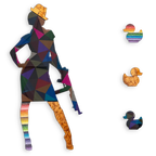 Duck Hunt Medium Dark Geo - Original Wall Sculpture - SOLD by artist Lhouette - Wyecliffe Galleries