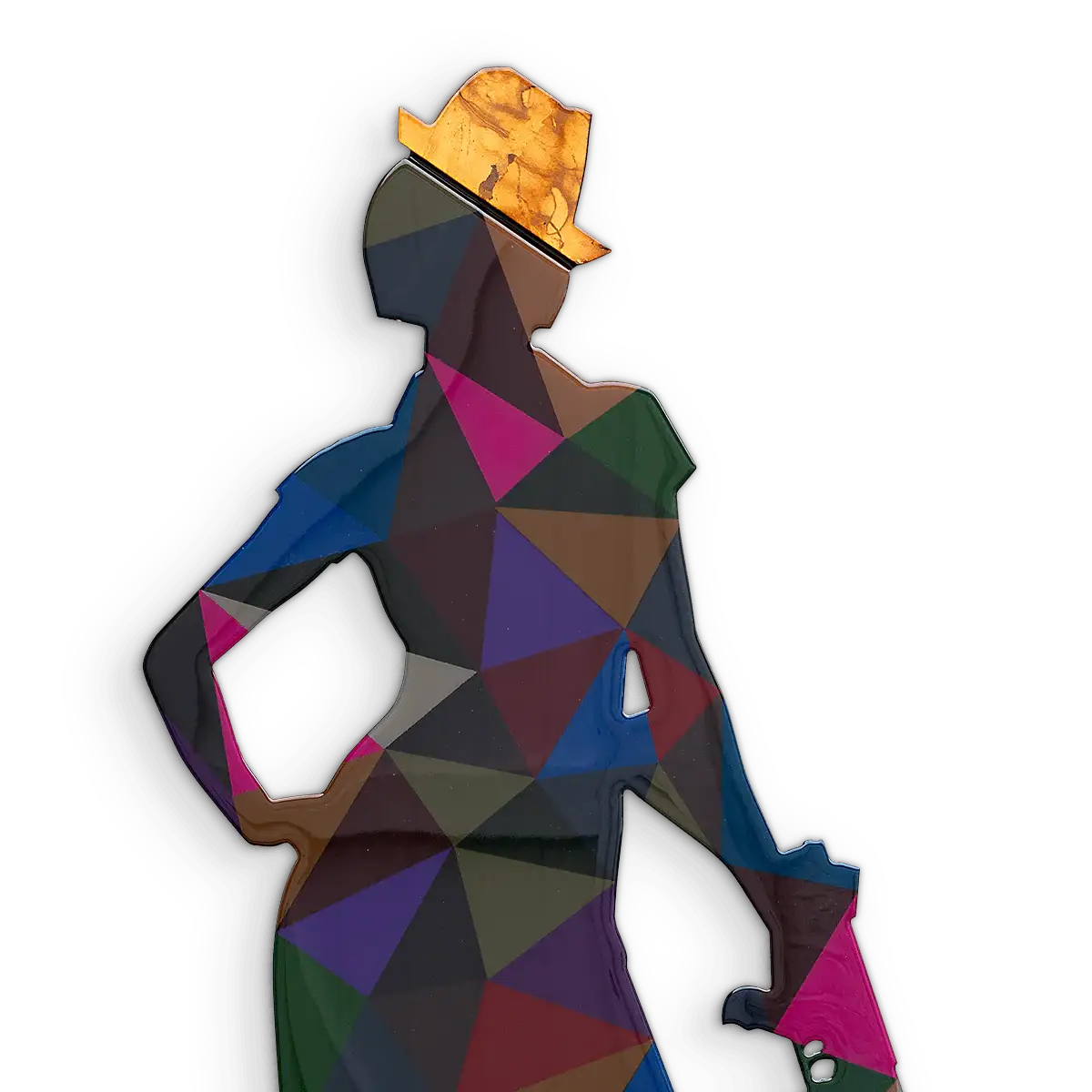 Duck Hunt Medium Dark Geo - Original Wall Sculpture - SOLD by artist Lhouette - Wyecliffe Galleries