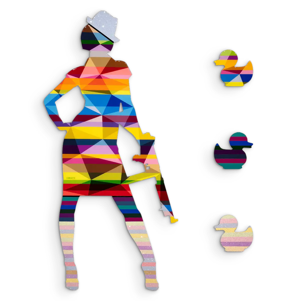 Duck Hunt Medium Ice Blue - Original Wall Sculpture - SOLD by artist Lhouette - Wyecliffe Galleries