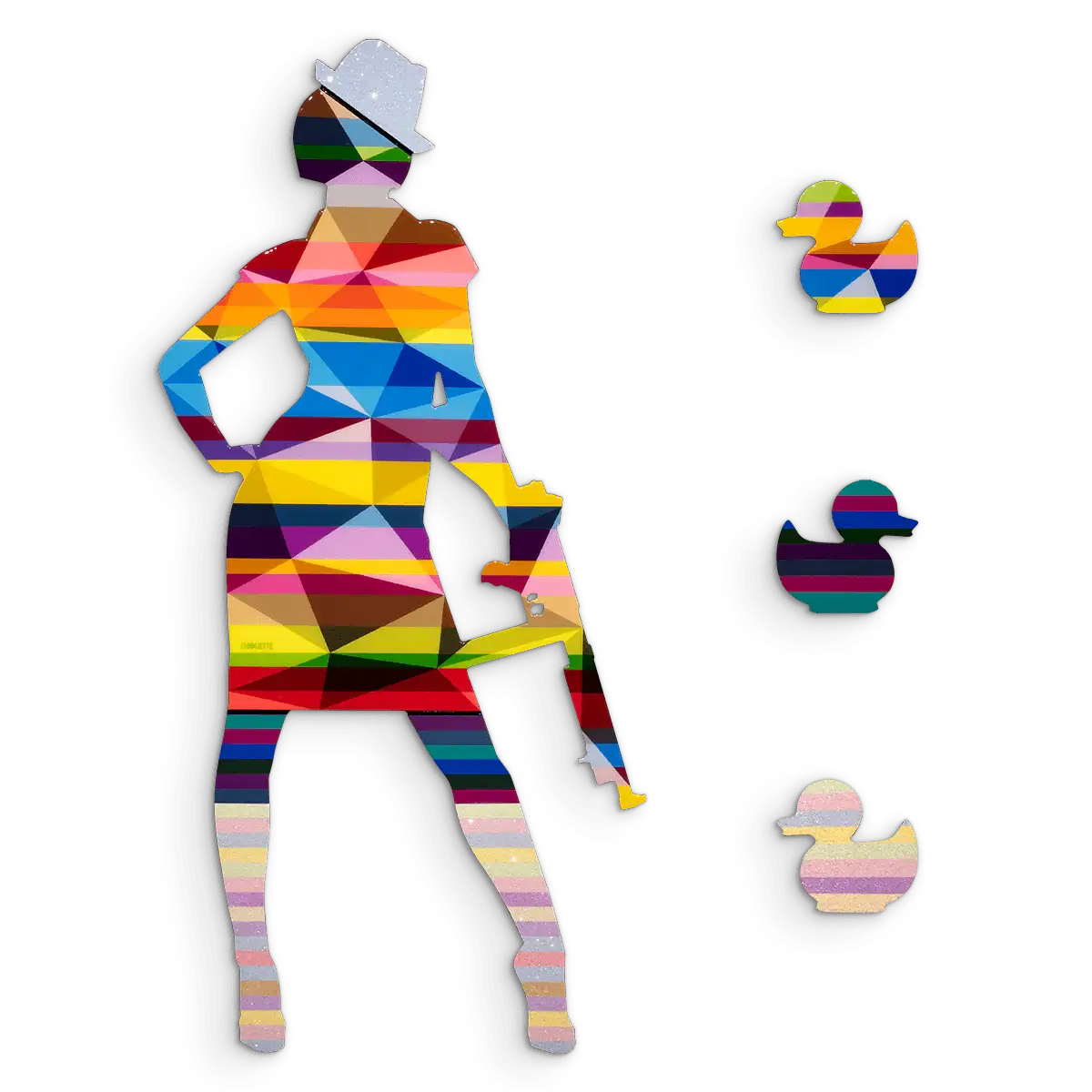 Duck Hunt Medium Ice Blue - Original Wall Sculpture - SOLD by artist Lhouette - Wyecliffe Galleries