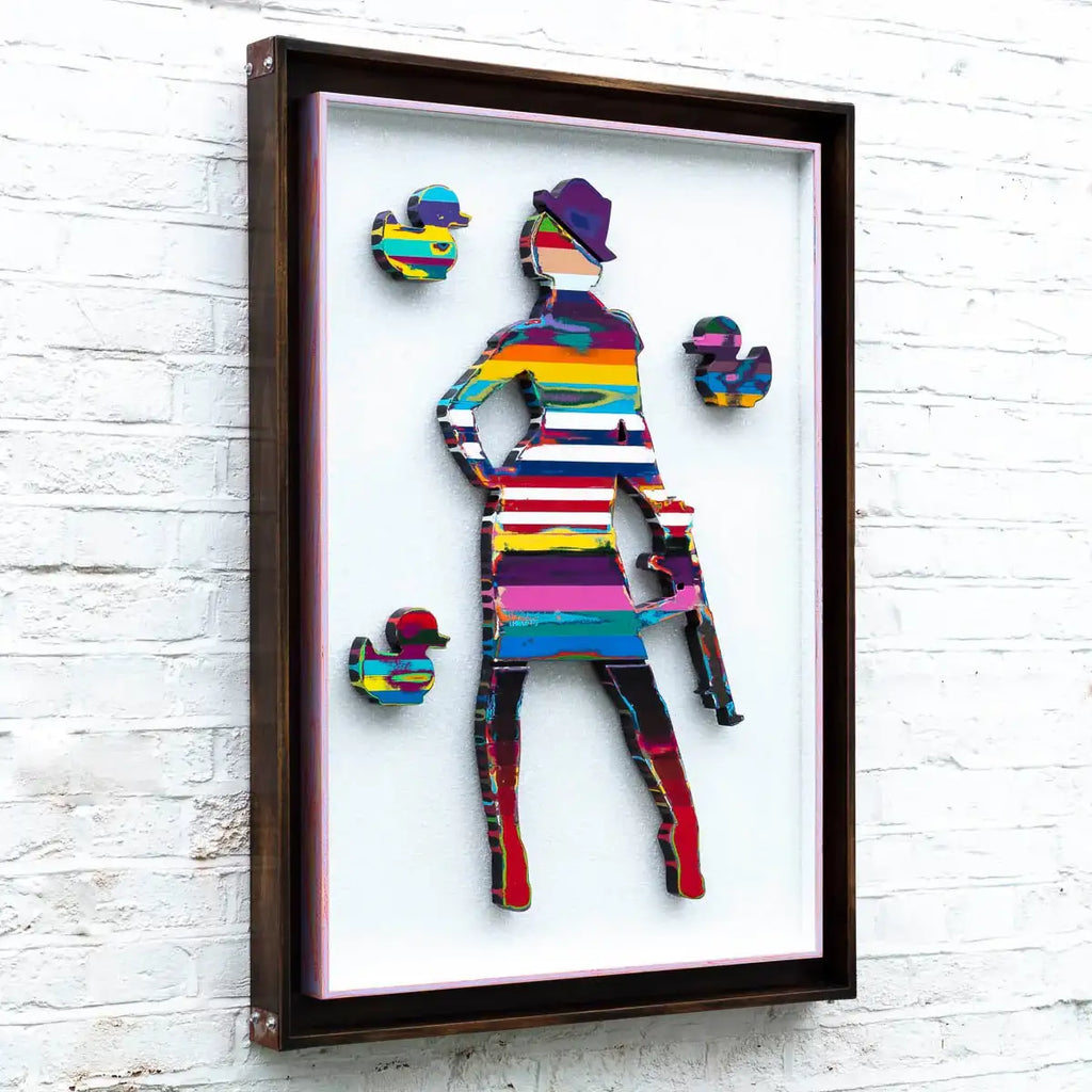 Duck Hunt Scratched Back Framed Sculpture - Original - SOLD by artist Lhouette - Wyecliffe Galleries