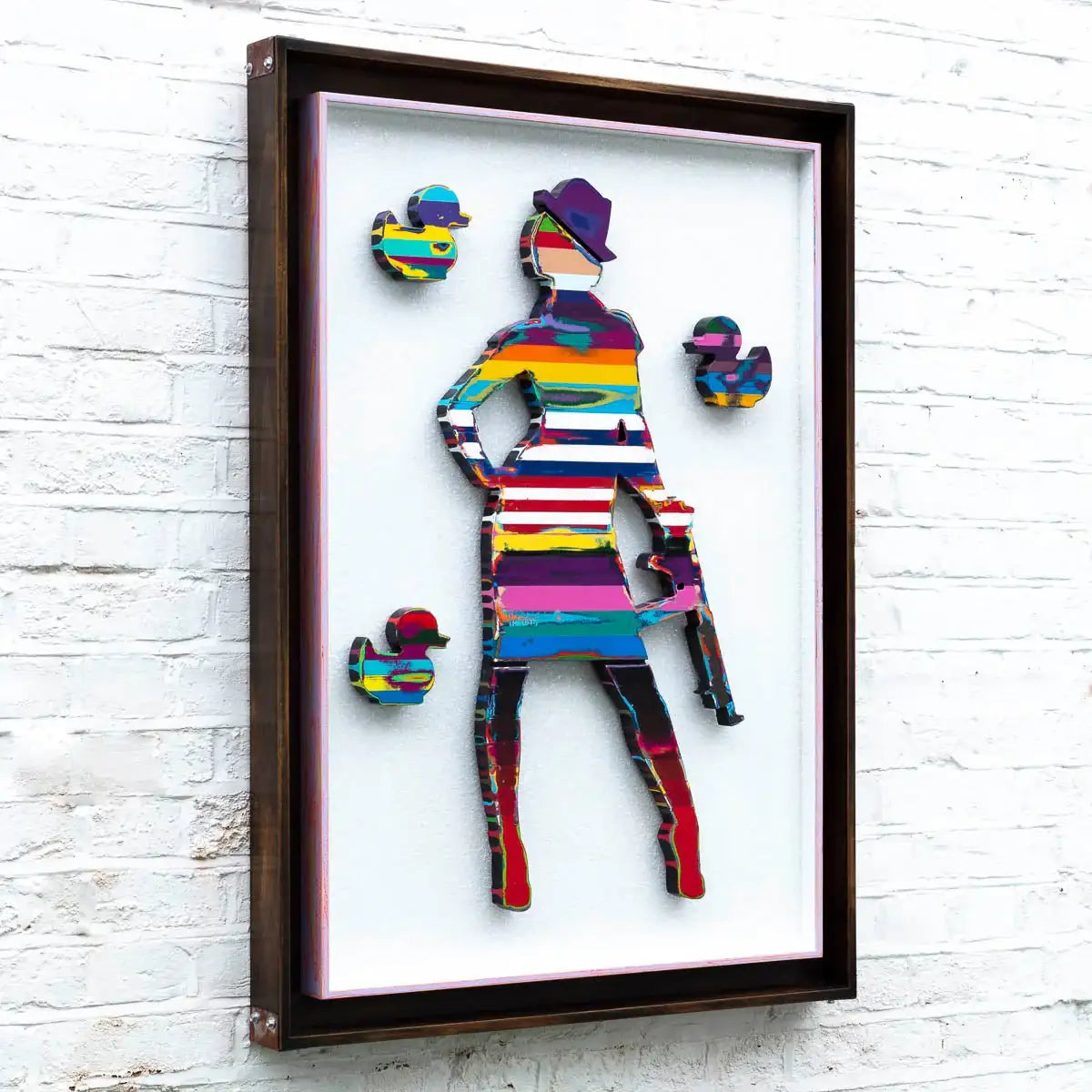 Duck Hunt Scratched Back Framed Sculpture - Original - SOLD by artist Lhouette - Wyecliffe Galleries