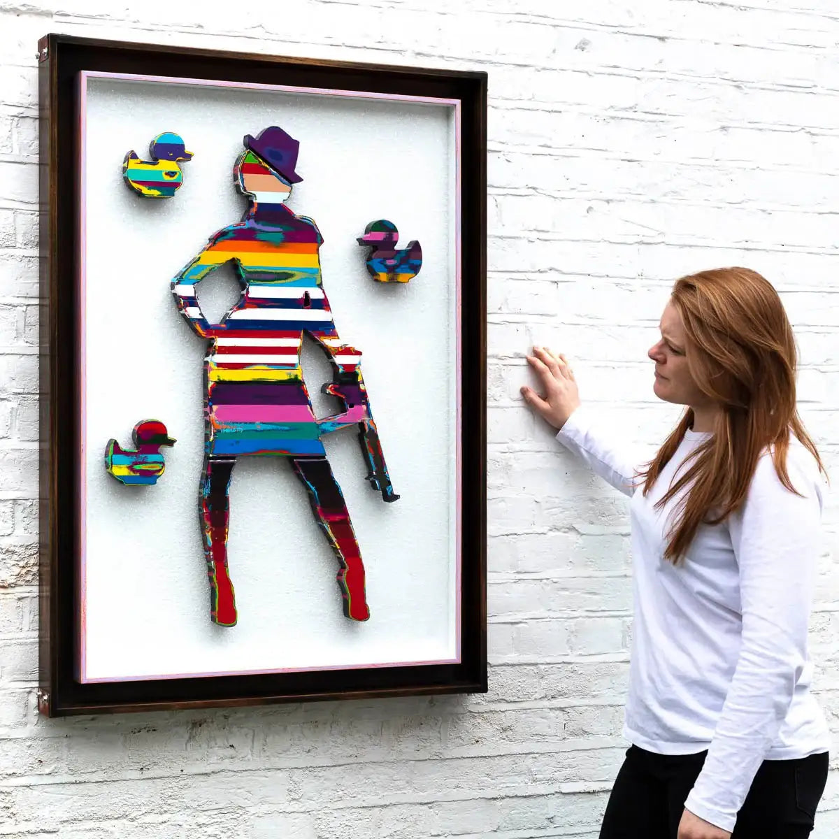 Duck Hunt Scratched Back Framed Sculpture - Original - SOLD by artist Lhouette - Wyecliffe Galleries