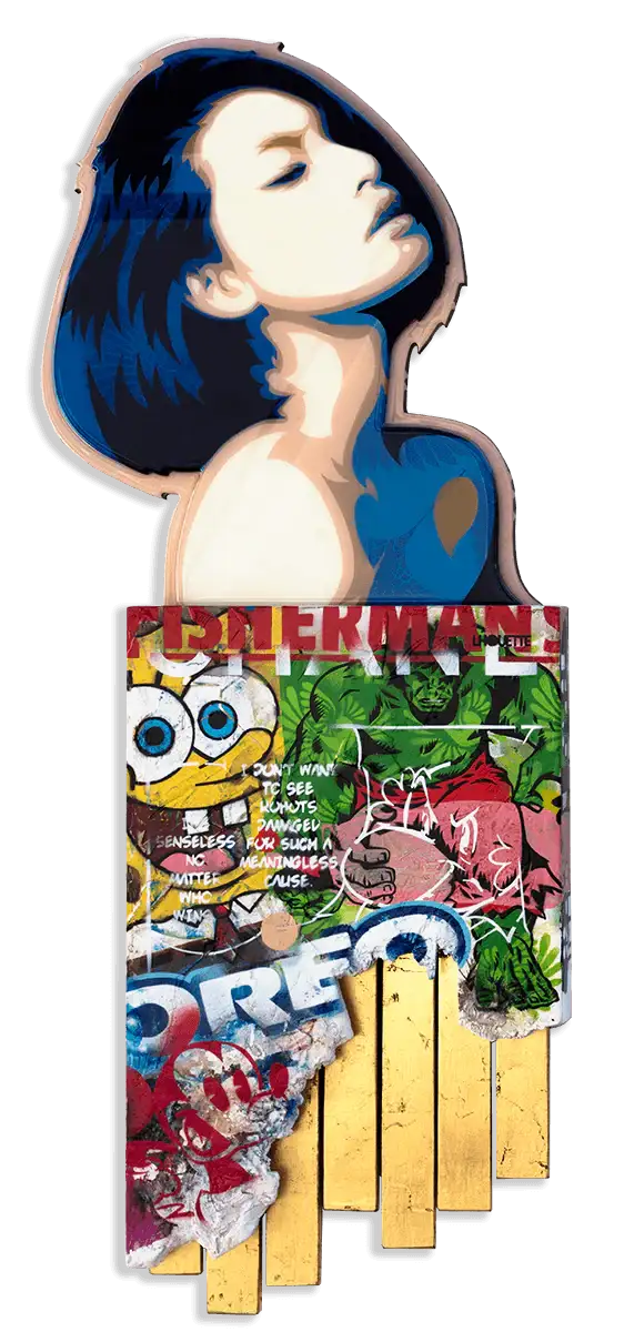 Figure Head - Pebble - Oreo - Original by artist Lhouette - Wyecliffe Galleries