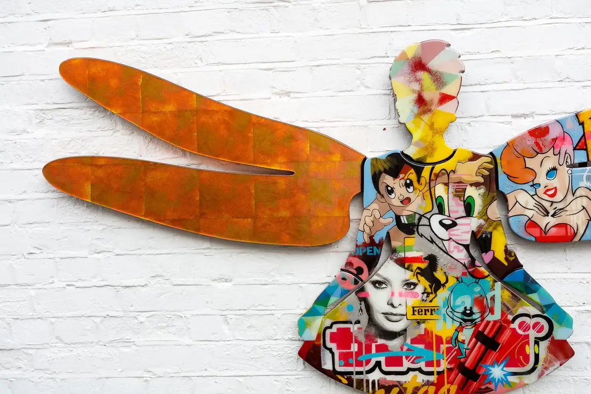 Firefly Large Collaged Wall Sculpture - Original - SOLD by artist Lhouette - Wyecliffe Galleries
