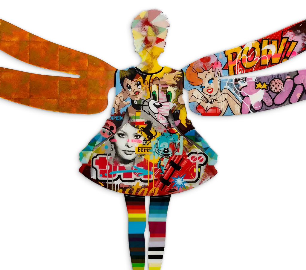 Firefly Large Collaged Wall Sculpture - Original - SOLD by artist Lhouette - Wyecliffe Galleries