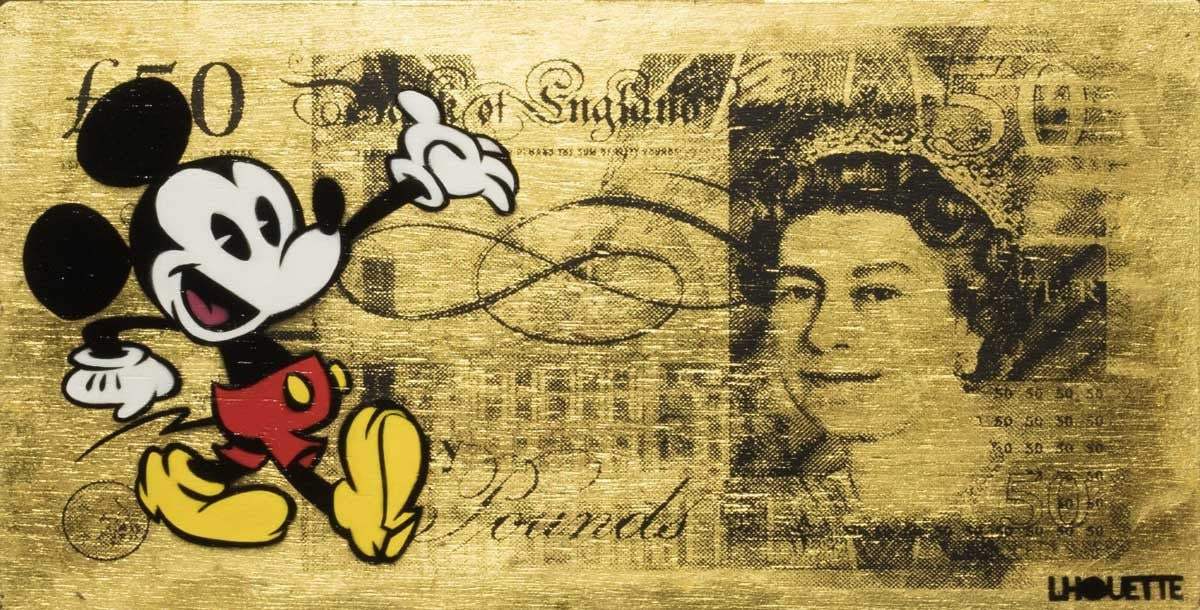 Gold Sterling Mickey Mouse - SOLD by artist Lhouette - Wyecliffe Galleries