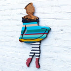 Hello Sailor Miniature Wall Sculpture - Blue Striped - SOLD by artist Lhouette - Wyecliffe Galleries