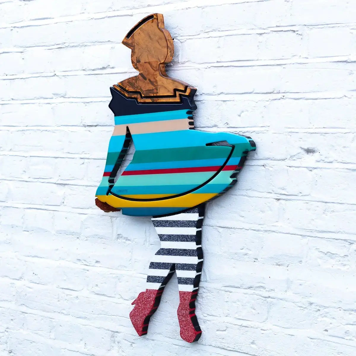 Hello Sailor Miniature Wall Sculpture - Blue Striped - SOLD by artist Lhouette - Wyecliffe Galleries