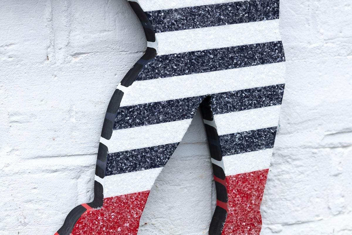 Hello Sailor Miniature Wall Sculpture - Blue Striped - SOLD by artist Lhouette - Wyecliffe Galleries