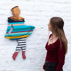 Hello Sailor Miniature Wall Sculpture - Blue Striped - SOLD by artist Lhouette - Wyecliffe Galleries