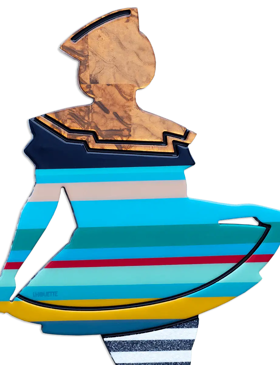 Hello Sailor Miniature Wall Sculpture - Blue Striped - SOLD by artist Lhouette - Wyecliffe Galleries