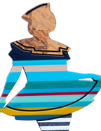 Hello Sailor Miniature Wall Sculpture - Blue Striped - SOLD by artist Lhouette - Wyecliffe Galleries