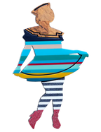 Hello Sailor Miniature Wall Sculpture - Blue Striped - SOLD by artist Lhouette - Wyecliffe Galleries