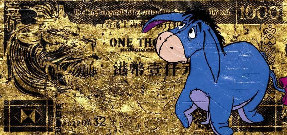 Hong Kong Dollar Eeyore - Original - SOLD by artist Lhouette - Wyecliffe Galleries