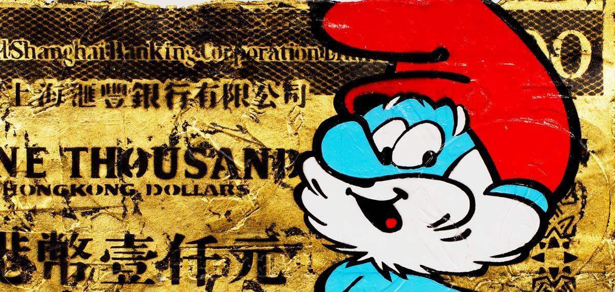 Hong Kong Dollar - Smurf - Original - SOLD by artist Lhouette - Wyecliffe Galleries