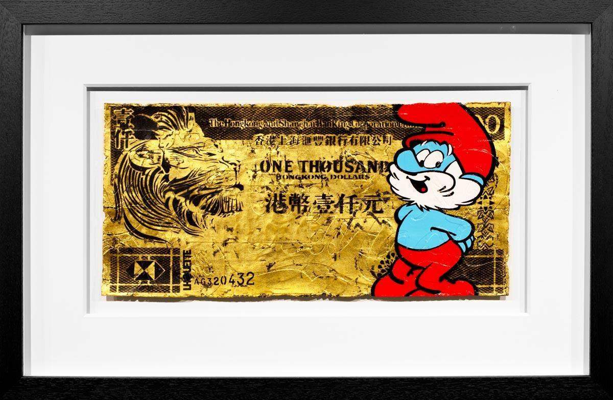 Hong Kong Dollar - Smurf - Original - SOLD by artist Lhouette - Wyecliffe Galleries
